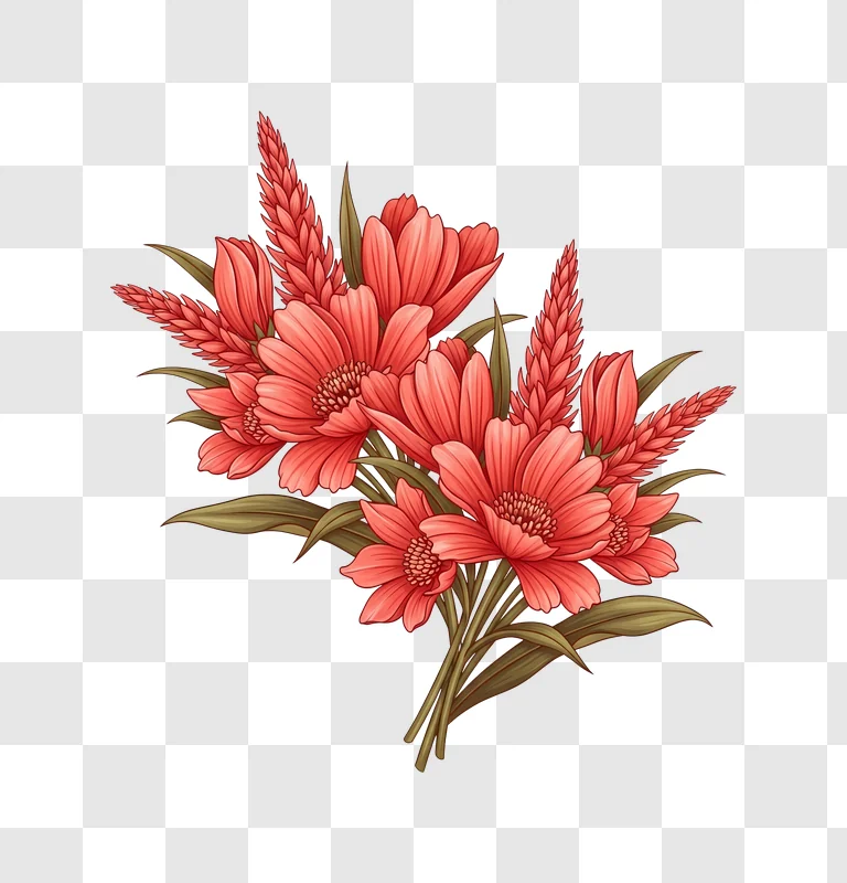 coral flower bouquet illustration