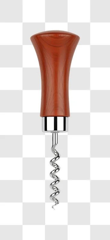 corkscrew with wooden handle isolated