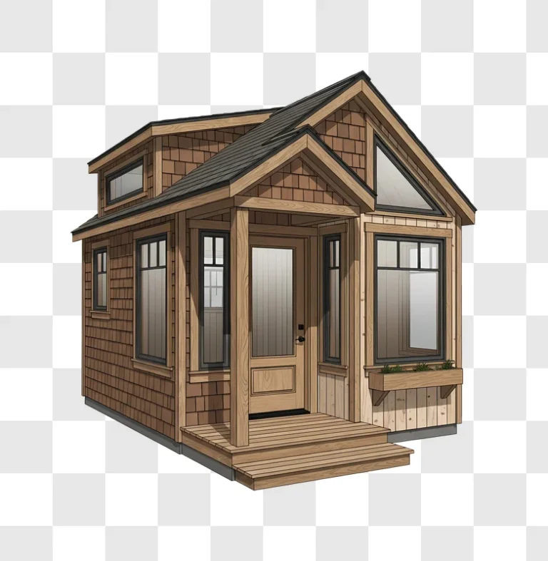 cozy wooden tiny house with porch
