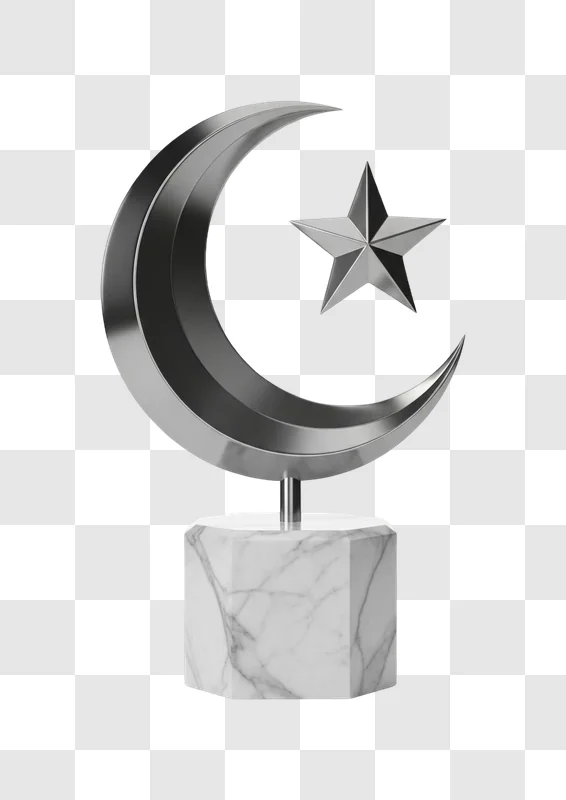 crescent moon and star sculpture