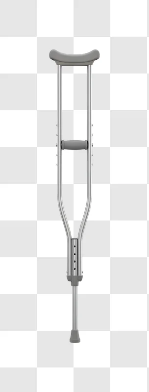 crutch with gray rubber tip