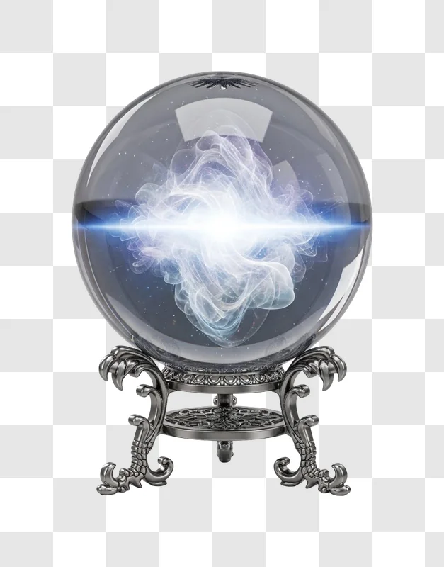crystal ball with glowing light inside