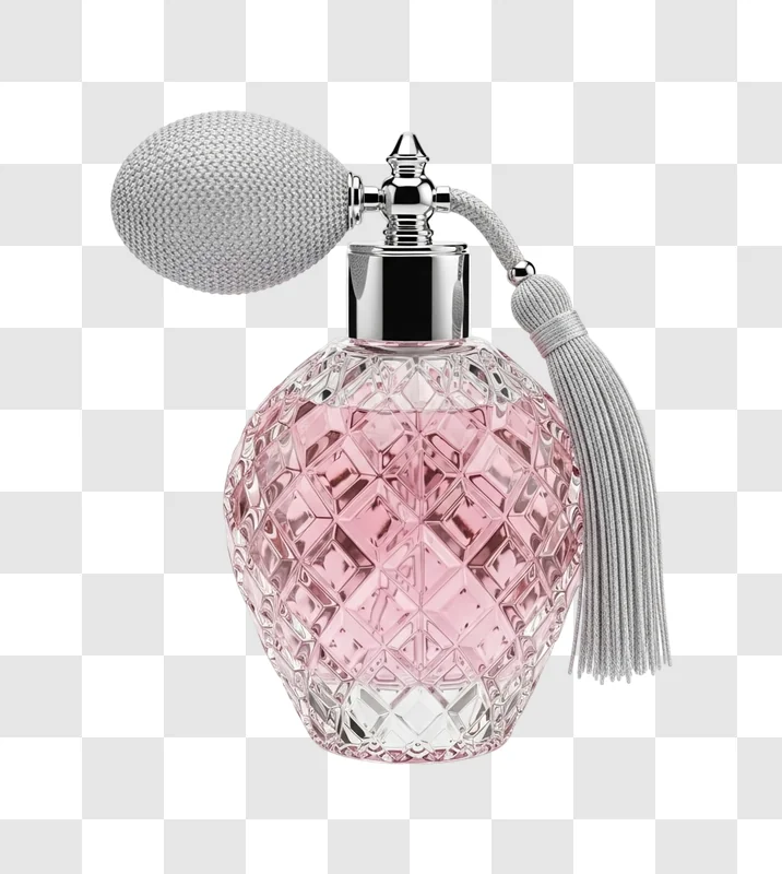 crystal perfume bottle with pink liquid