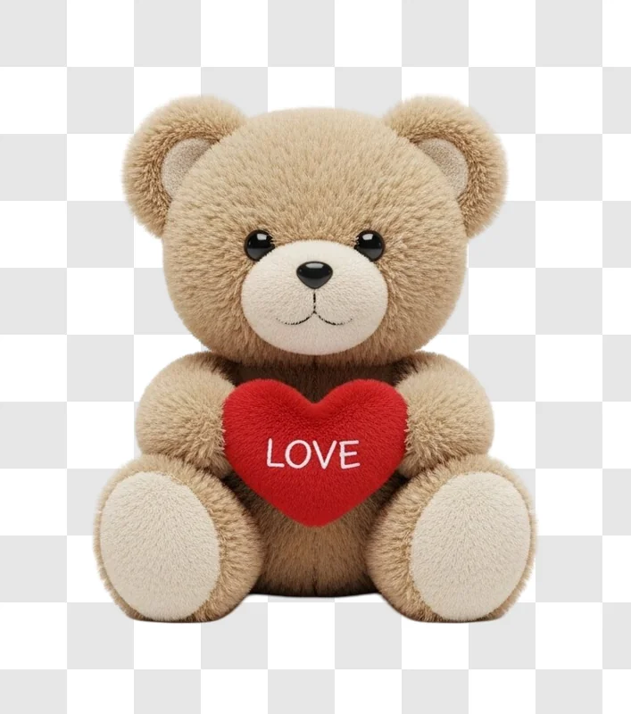 cuddly teddy bear holding heart