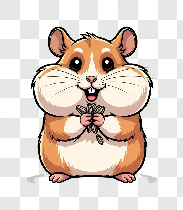 cute cartoon hamster holding seeds