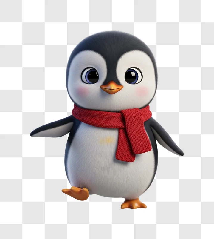 cute cartoon penguin wearing scarf