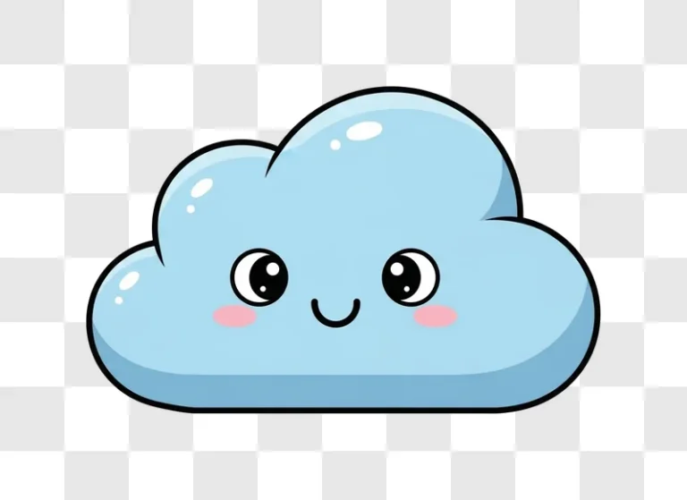 cute cartoon smiling blue cloud face