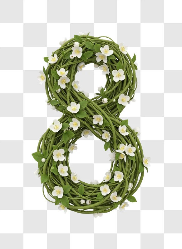 decorative number eight made of flowers