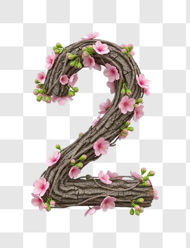 decorative number two with flowers