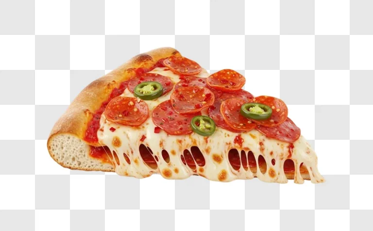 delicious pepperoni pizza slice with jalapeno