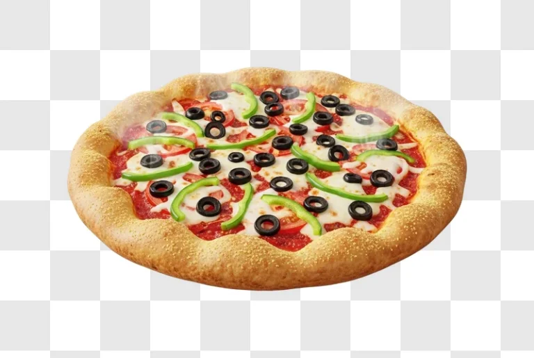 delicious pizza with olives and peppers