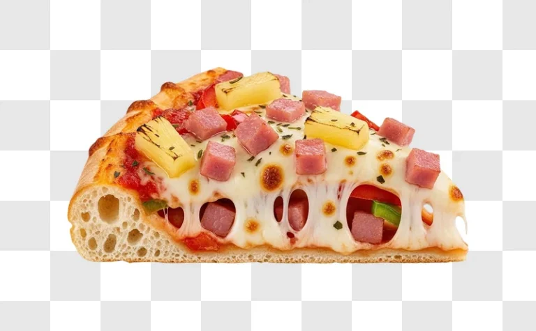 delicious slice of ham and pineapple pizza