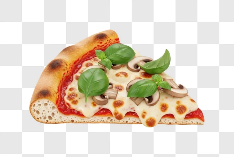 delicious slice of mushroom pizza