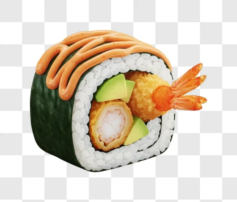 delicious sushi roll with spicy sauce