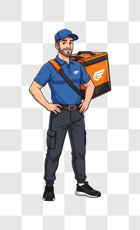 delivery man with orange bag