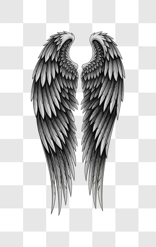 detailed angel wings with feather texture