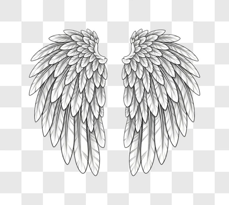 detailed drawing of angel wings