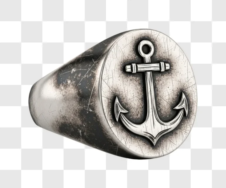detailed silver anchor metal object closeup