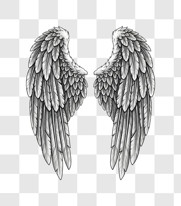 detailed white angel wings illustration isolated