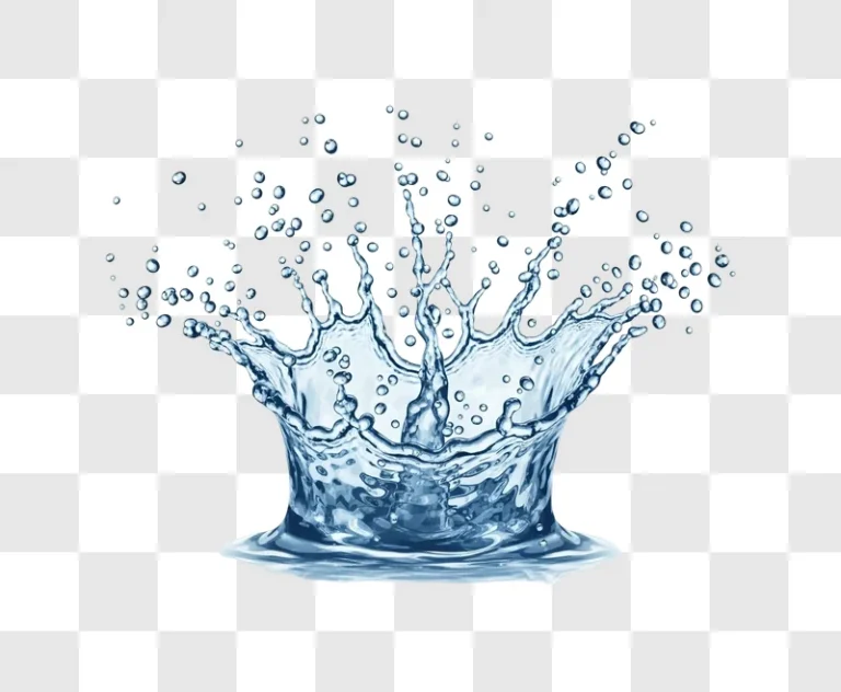 dynamic water splash crown with flying droplets