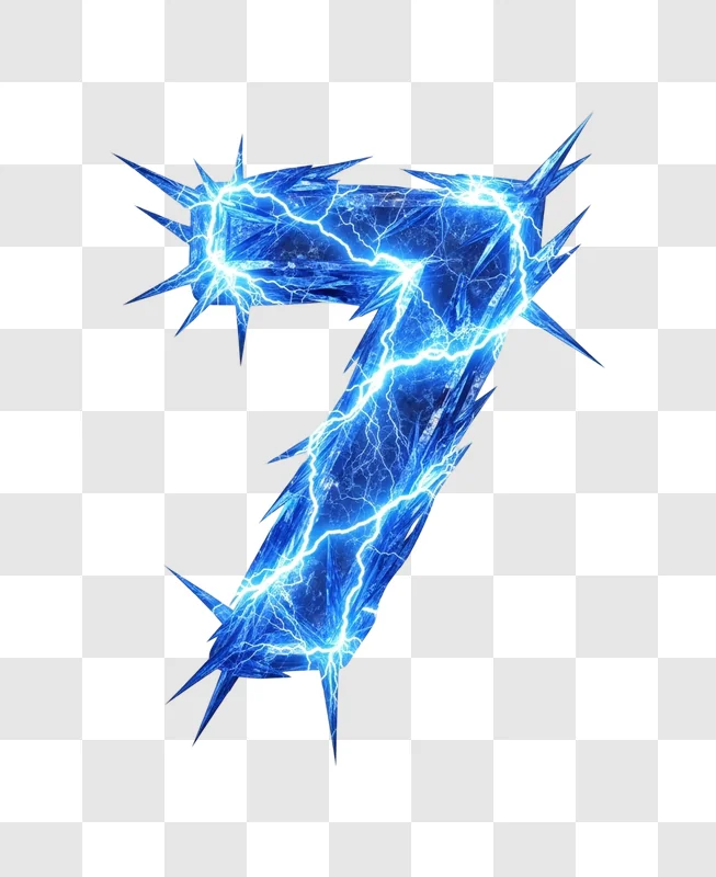 electric blue number seven symbol