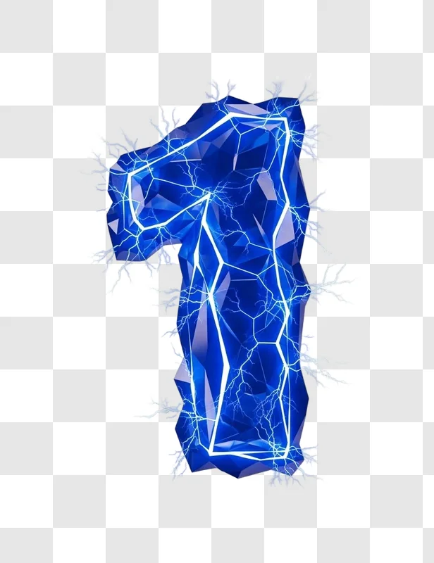 electric blue polygonal number one