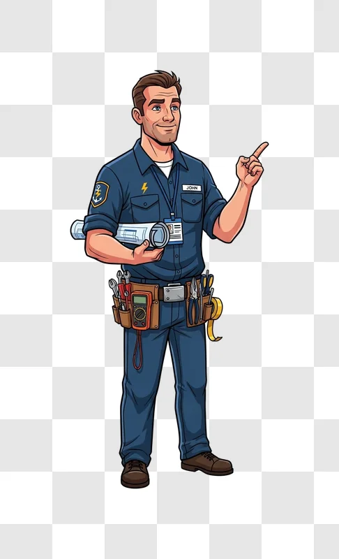 electrician in uniform holding cable