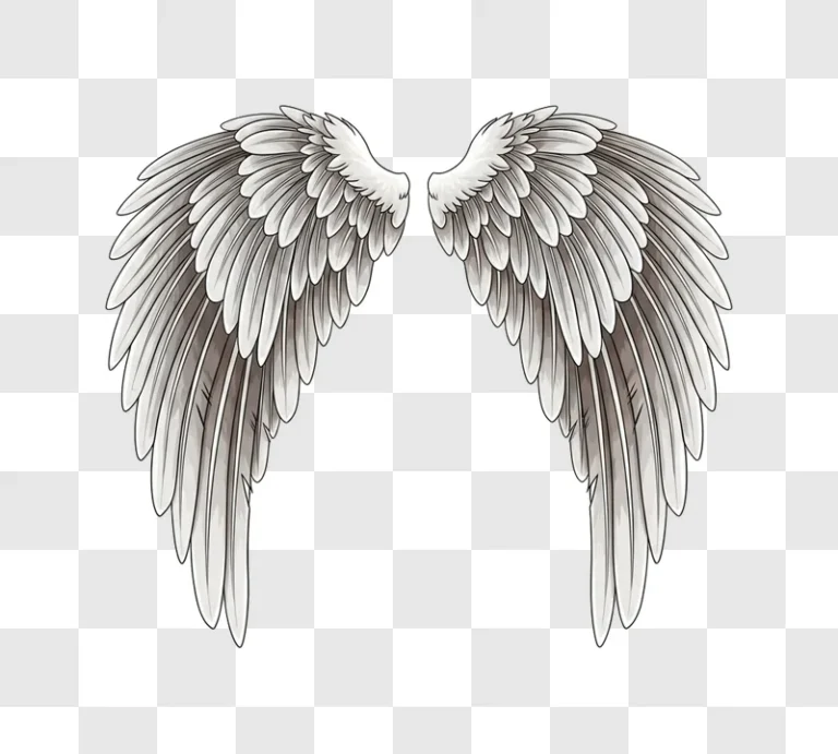 elegant white feathered angel wings spread open