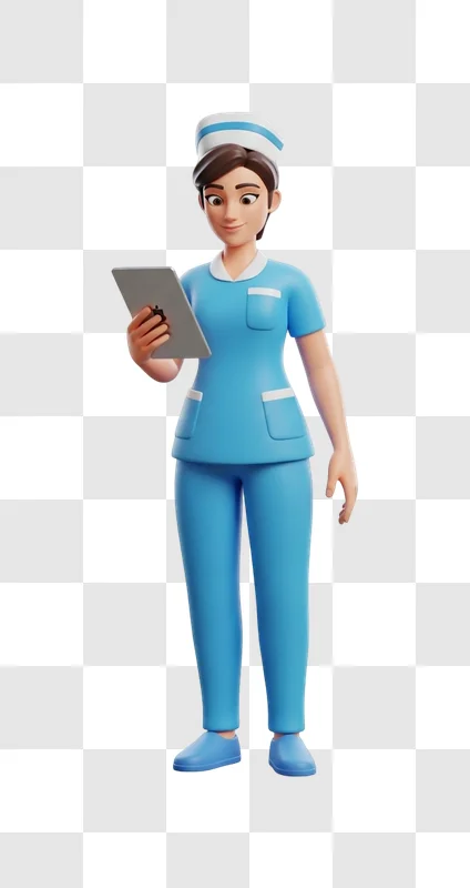 female nurse holding medical tablet