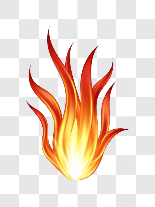 fiery flames with bright yellow center and red tips