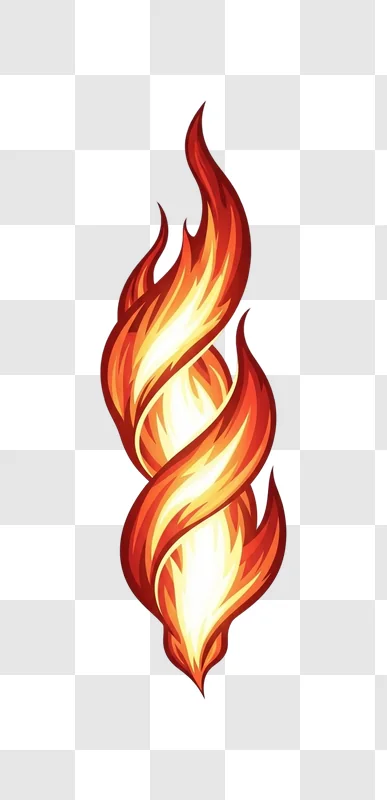 fiery swirl of orange and yellow flames