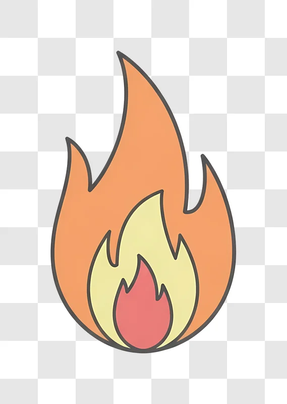 fire flames illustration with dark outline