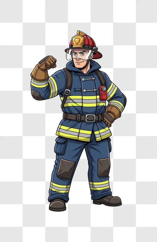 firefighter in cartoon style