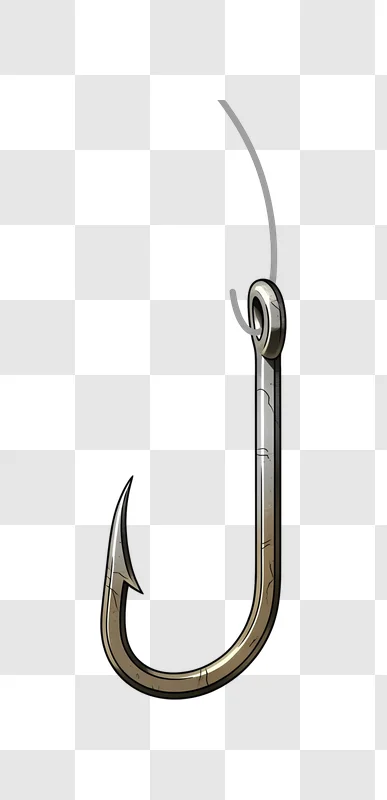 fishing hook with attached line detailed