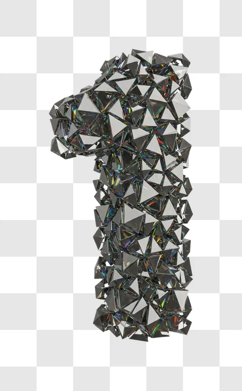 geometric metal forming the number one