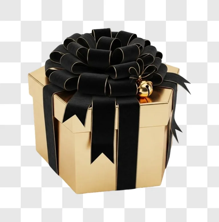 gift box with black ribbon bow