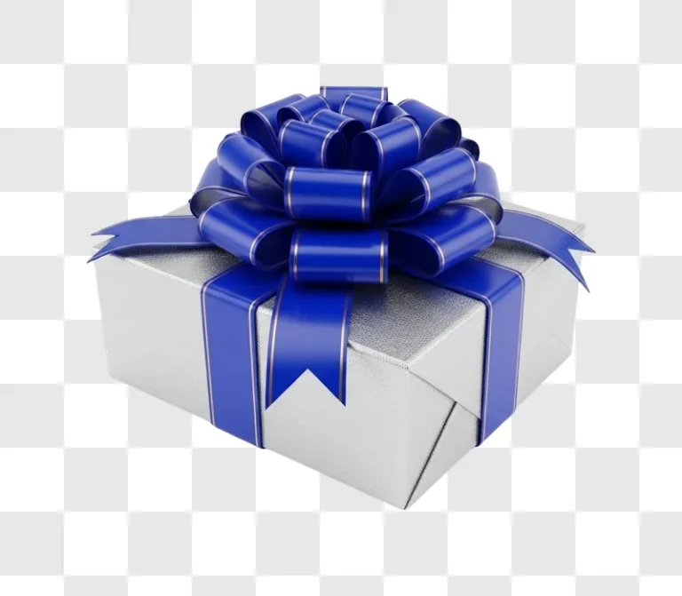 gift box with blue ribbon bow