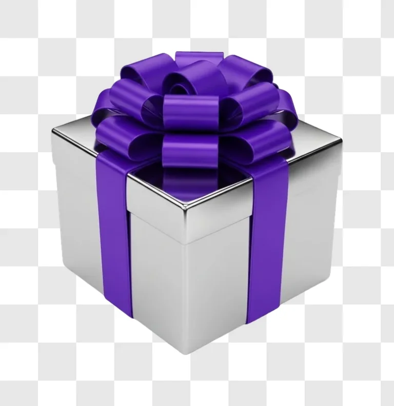 gift box with purple ribbon bow