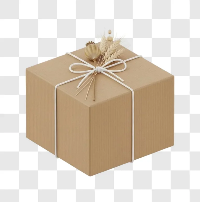 gift box with white ribbon and flowers