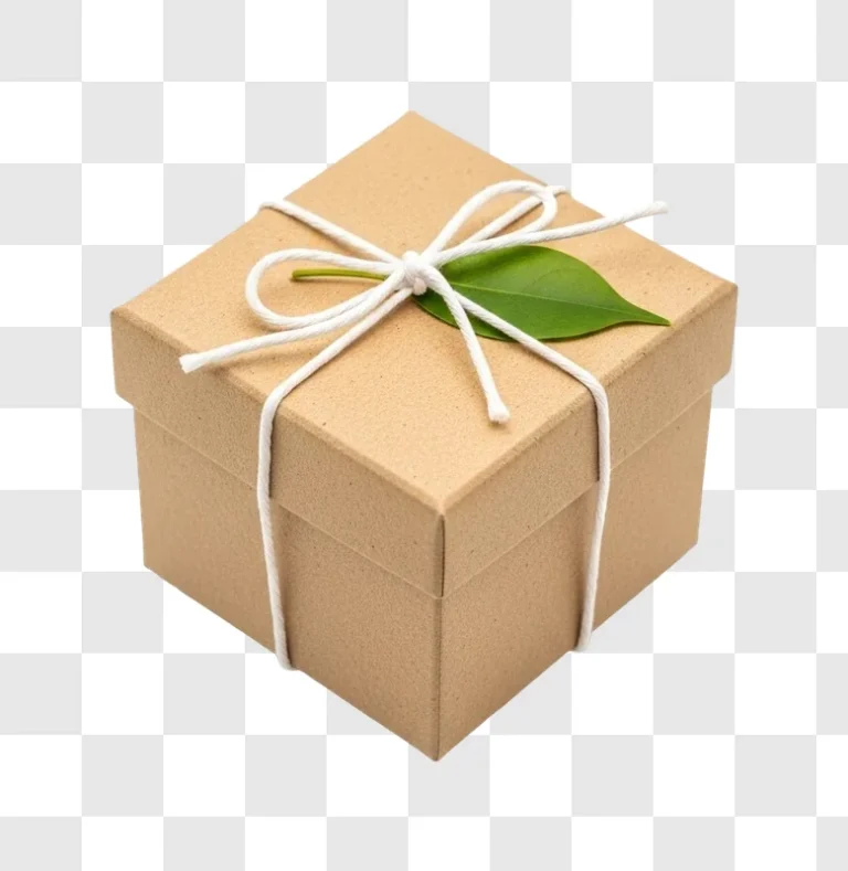 gift box with white ribbon leaf