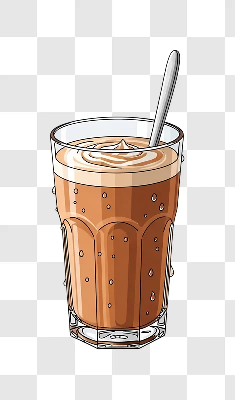 glass of chocolate milk with spoon