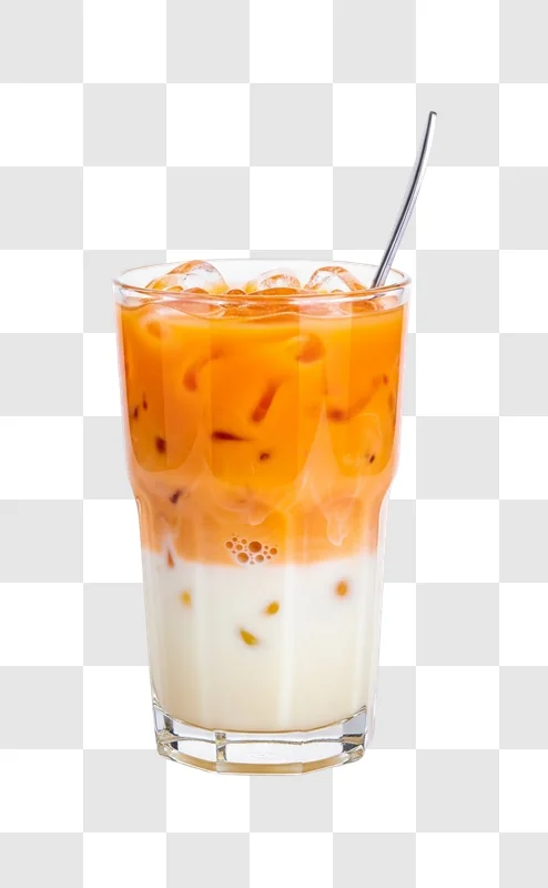 glass of orange bubble tea drink