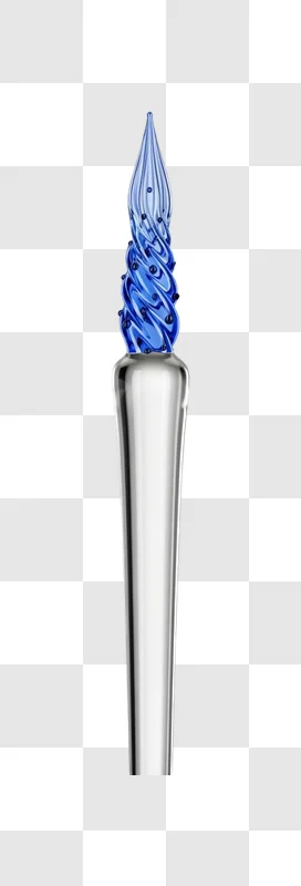 glass pen with blue tip