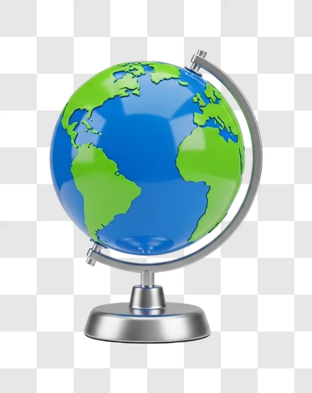 globe on a metal stand desk