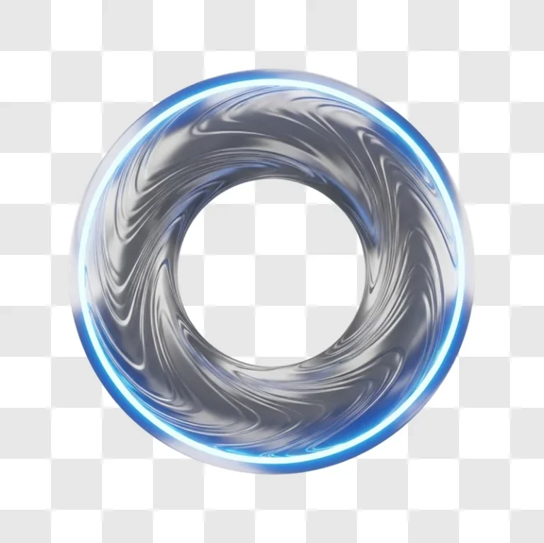 glowing blue and silver ring object