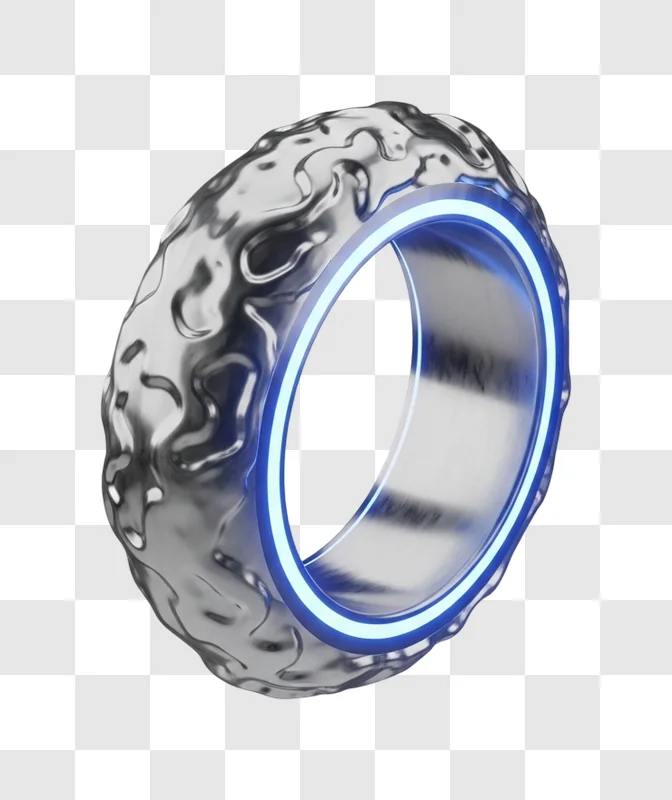 glowing blue ring with metallic texture