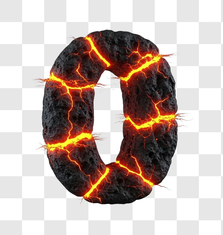 glowing orange lava letter o shape