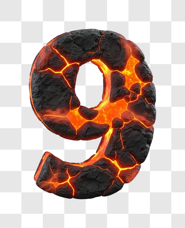 glowing orange lava number nine