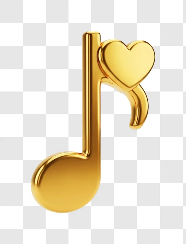 gold musical eighth note with heart