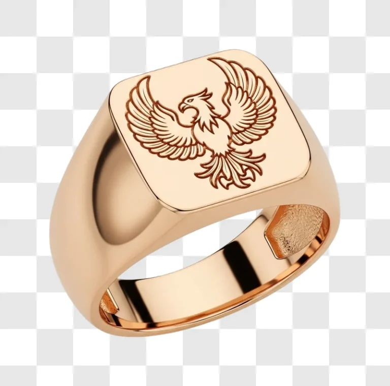 gold ring with eagle engraving